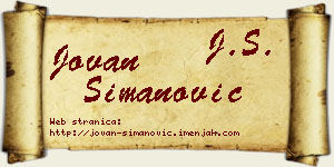 Jovan Simanović vizit kartica